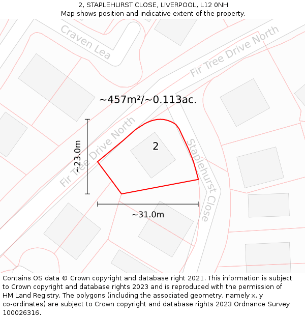 2, STAPLEHURST CLOSE, LIVERPOOL, L12 0NH: Plot and title map