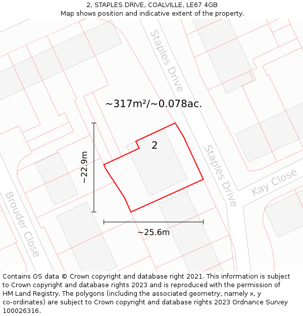 2, STAPLES DRIVE, COALVILLE, LE67 4GB: Plot and title map