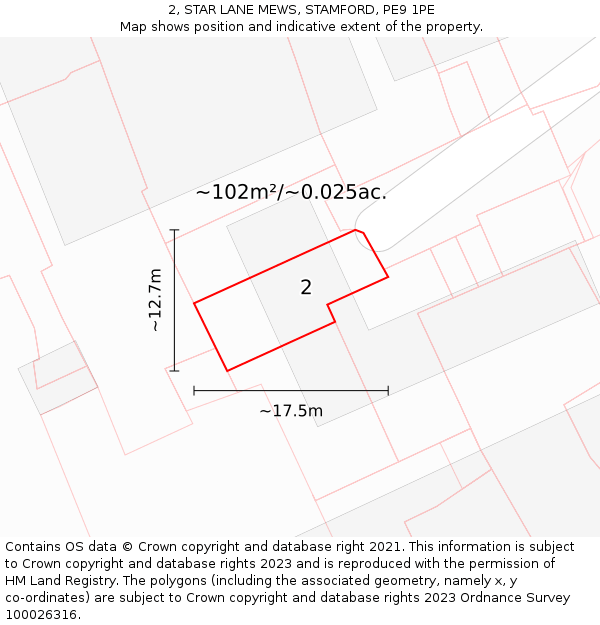 2, STAR LANE MEWS, STAMFORD, PE9 1PE: Plot and title map