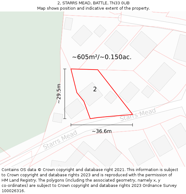 2, STARRS MEAD, BATTLE, TN33 0UB: Plot and title map