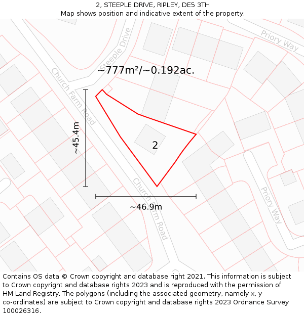 2, STEEPLE DRIVE, RIPLEY, DE5 3TH: Plot and title map
