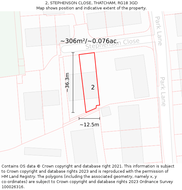 2, STEPHENSON CLOSE, THATCHAM, RG18 3GD: Plot and title map