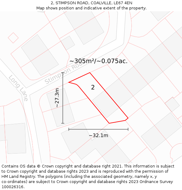 2, STIMPSON ROAD, COALVILLE, LE67 4EN: Plot and title map