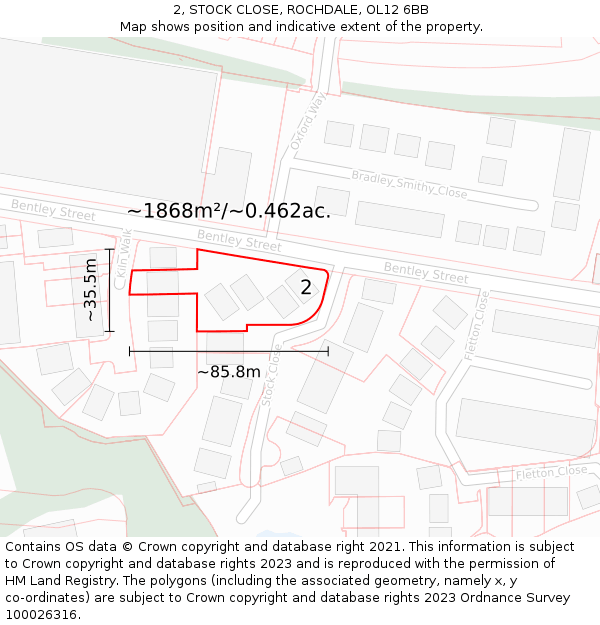 2, STOCK CLOSE, ROCHDALE, OL12 6BB: Plot and title map