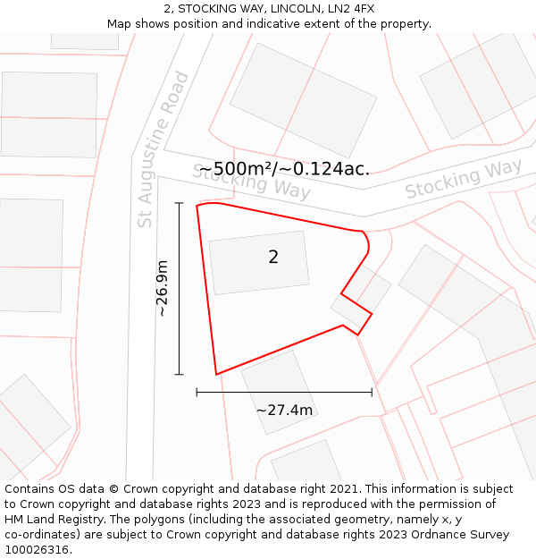 2, STOCKING WAY, LINCOLN, LN2 4FX: Plot and title map