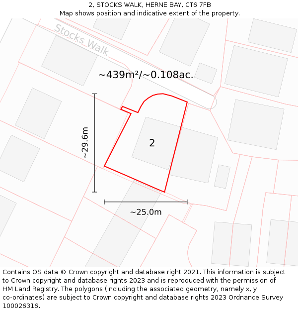 2, STOCKS WALK, HERNE BAY, CT6 7FB: Plot and title map