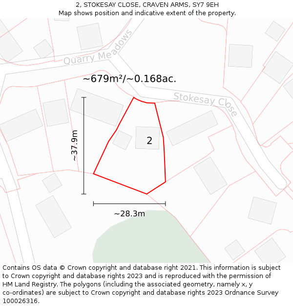 2, STOKESAY CLOSE, CRAVEN ARMS, SY7 9EH: Plot and title map