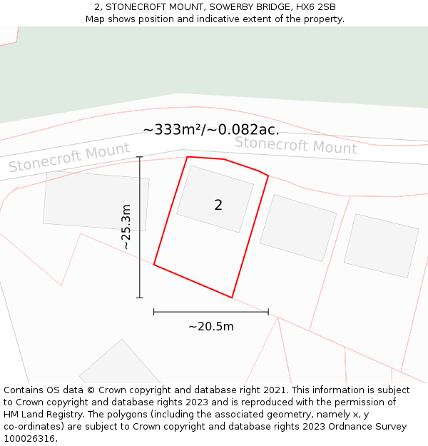 2, STONECROFT MOUNT, SOWERBY BRIDGE, HX6 2SB: Plot and title map