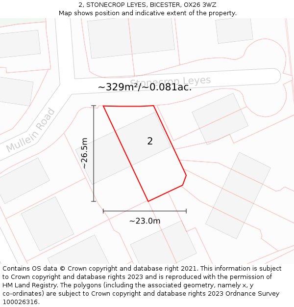 2, STONECROP LEYES, BICESTER, OX26 3WZ: Plot and title map