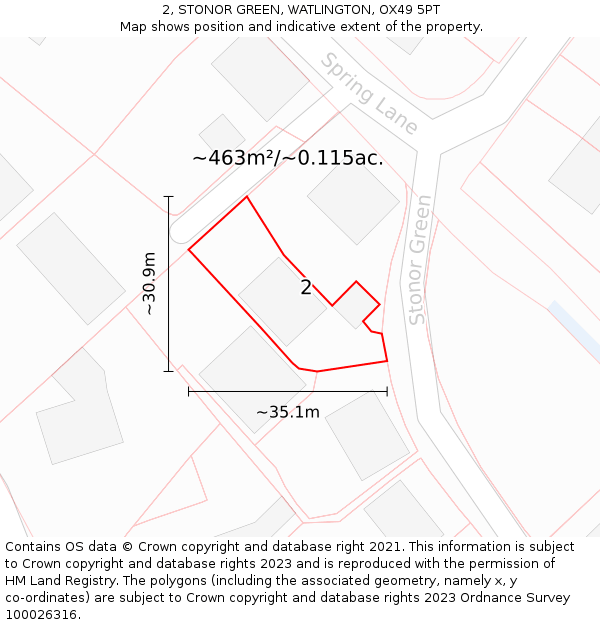 2, STONOR GREEN, WATLINGTON, OX49 5PT: Plot and title map