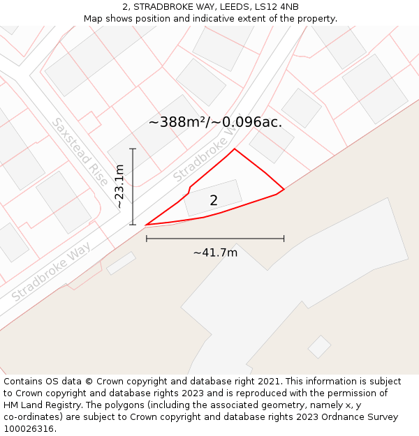 2, STRADBROKE WAY, LEEDS, LS12 4NB: Plot and title map