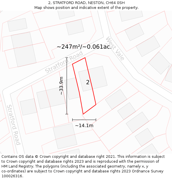 2, STRATFORD ROAD, NESTON, CH64 0SH: Plot and title map