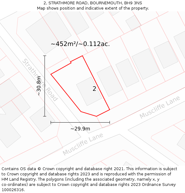 2, STRATHMORE ROAD, BOURNEMOUTH, BH9 3NS: Plot and title map