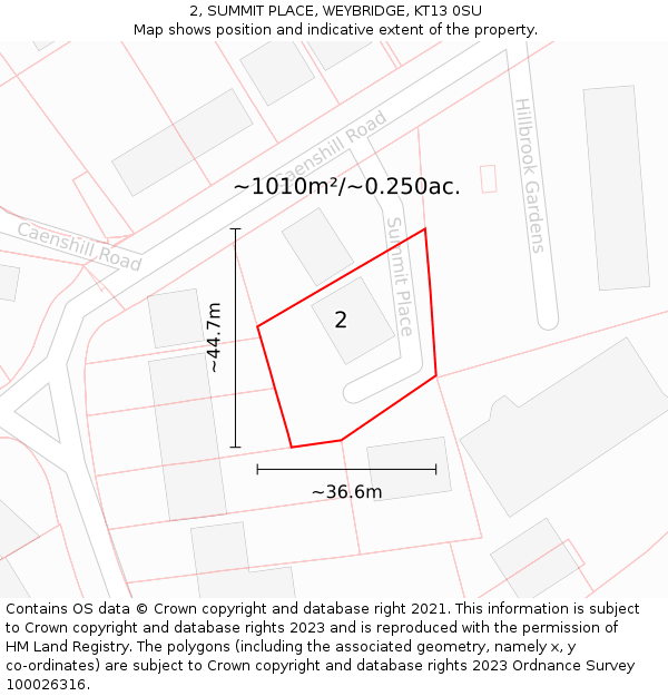 2, SUMMIT PLACE, WEYBRIDGE, KT13 0SU: Plot and title map