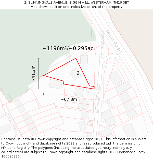 2, SUNNINGVALE AVENUE, BIGGIN HILL, WESTERHAM, TN16 3BT: Plot and title map