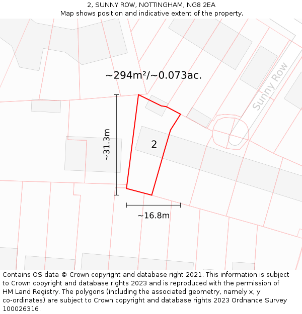 2, SUNNY ROW, NOTTINGHAM, NG8 2EA: Plot and title map