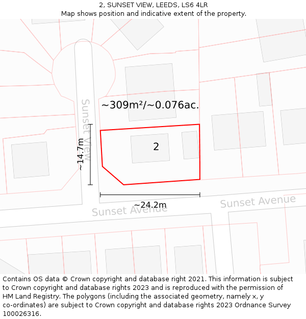 2, SUNSET VIEW, LEEDS, LS6 4LR: Plot and title map