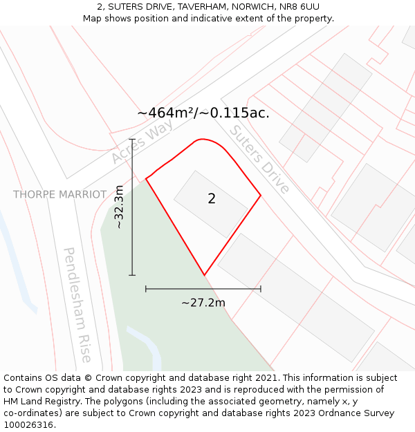 2, SUTERS DRIVE, TAVERHAM, NORWICH, NR8 6UU: Plot and title map