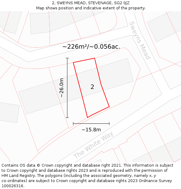 2, SWEYNS MEAD, STEVENAGE, SG2 0JZ: Plot and title map