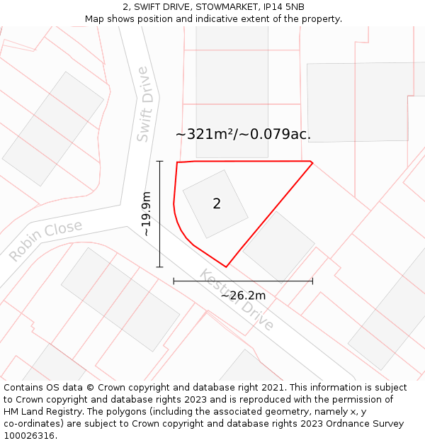 2, SWIFT DRIVE, STOWMARKET, IP14 5NB: Plot and title map