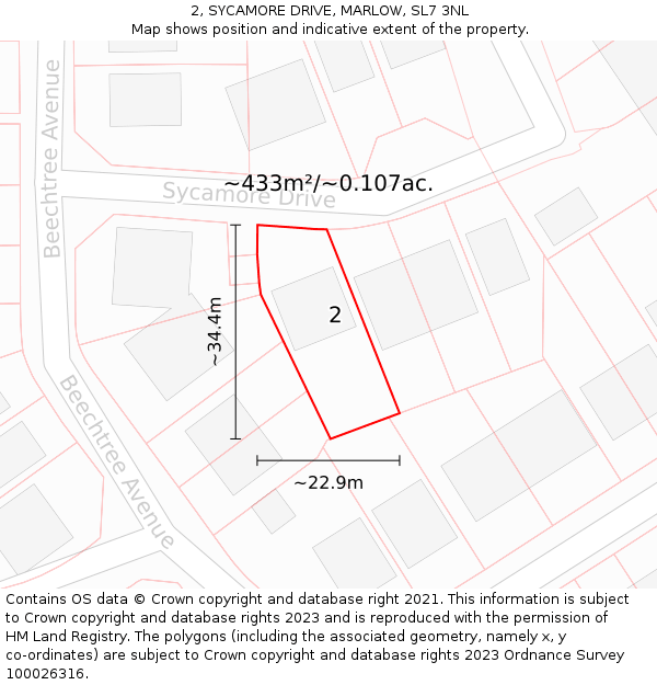 2, SYCAMORE DRIVE, MARLOW, SL7 3NL: Plot and title map