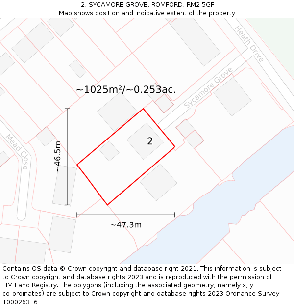 2, SYCAMORE GROVE, ROMFORD, RM2 5GF: Plot and title map