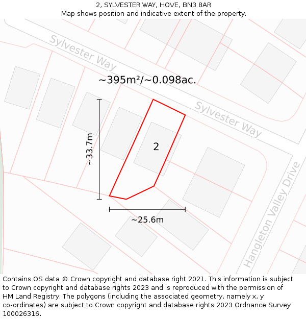 2, SYLVESTER WAY, HOVE, BN3 8AR: Plot and title map