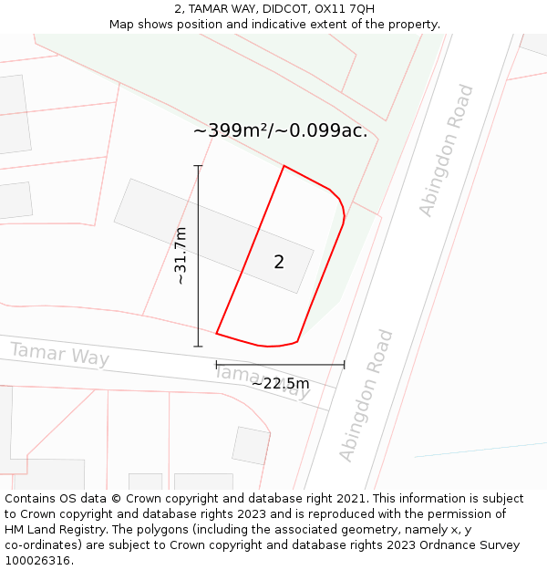 2, TAMAR WAY, DIDCOT, OX11 7QH: Plot and title map