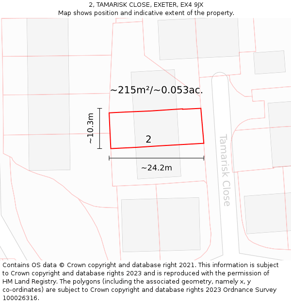 2, TAMARISK CLOSE, EXETER, EX4 9JX: Plot and title map