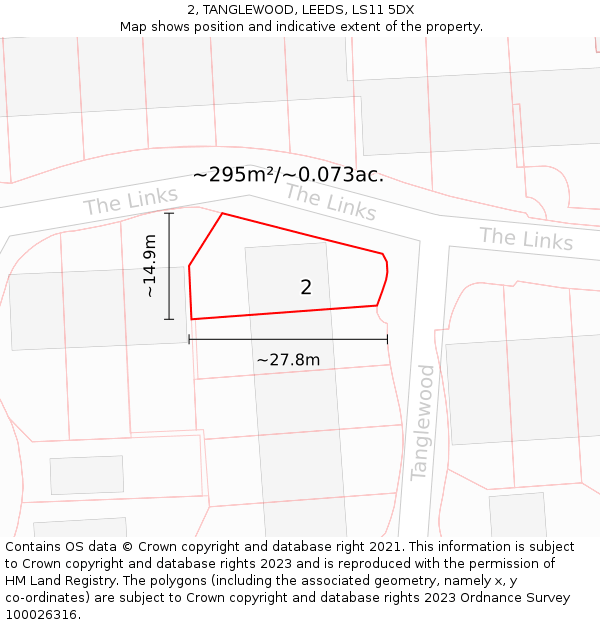 2, TANGLEWOOD, LEEDS, LS11 5DX: Plot and title map