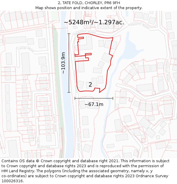 2, TATE FOLD, CHORLEY, PR6 9FH: Plot and title map