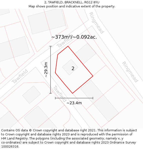 2, TAWFIELD, BRACKNELL, RG12 8YU: Plot and title map