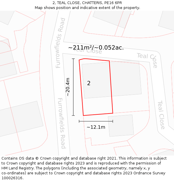 2, TEAL CLOSE, CHATTERIS, PE16 6PR: Plot and title map