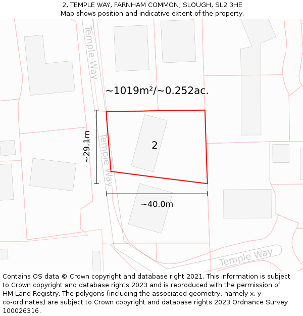 2, TEMPLE WAY, FARNHAM COMMON, SLOUGH, SL2 3HE: Plot and title map