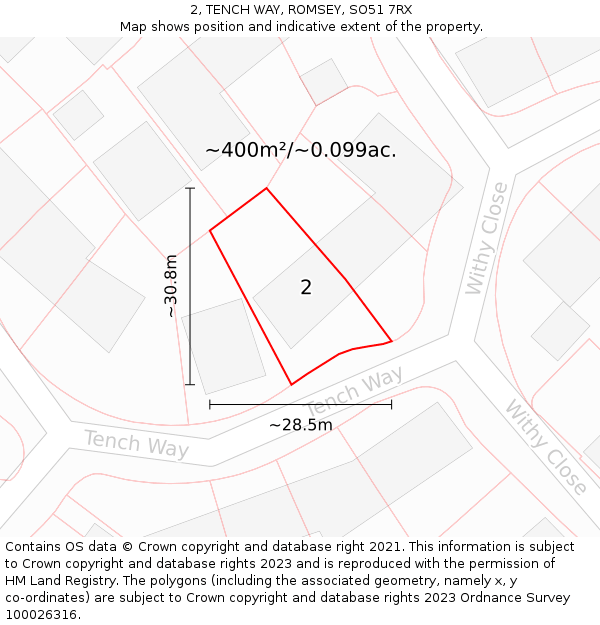 2, TENCH WAY, ROMSEY, SO51 7RX: Plot and title map