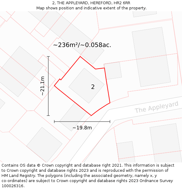 2, THE APPLEYARD, HEREFORD, HR2 6RR: Plot and title map