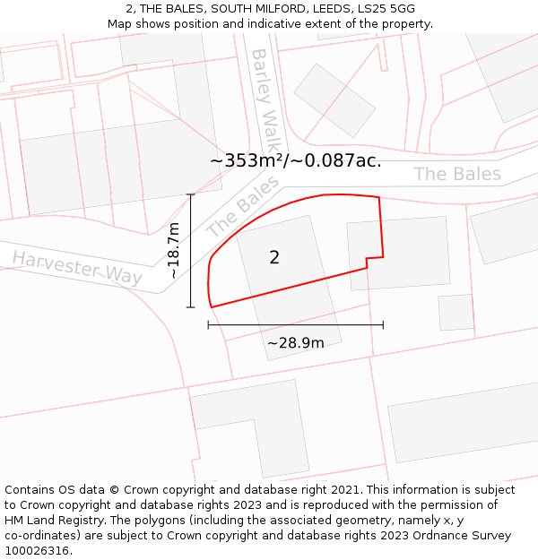 2, THE BALES, SOUTH MILFORD, LEEDS, LS25 5GG: Plot and title map