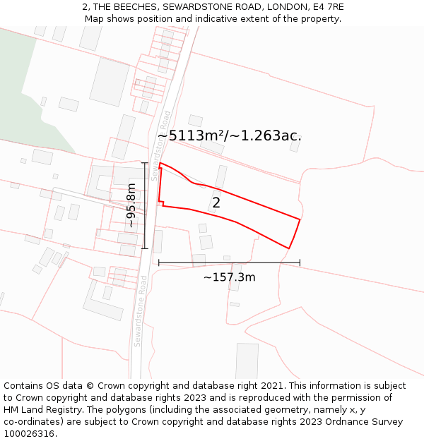 2, THE BEECHES, SEWARDSTONE ROAD, LONDON, E4 7RE: Plot and title map