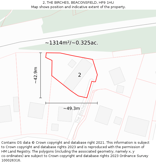 2, THE BIRCHES, BEACONSFIELD, HP9 1HU: Plot and title map