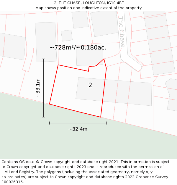 2, THE CHASE, LOUGHTON, IG10 4RE: Plot and title map