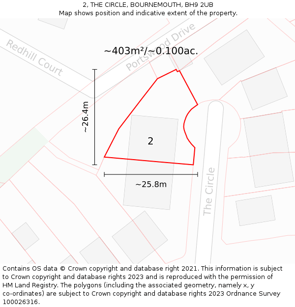 2, THE CIRCLE, BOURNEMOUTH, BH9 2UB: Plot and title map
