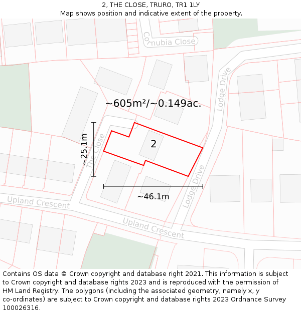 2, THE CLOSE, TRURO, TR1 1LY: Plot and title map