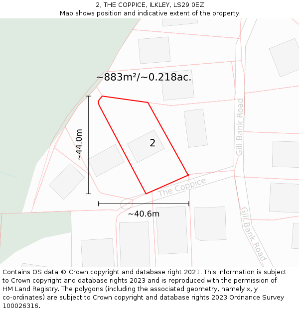 2, THE COPPICE, ILKLEY, LS29 0EZ: Plot and title map