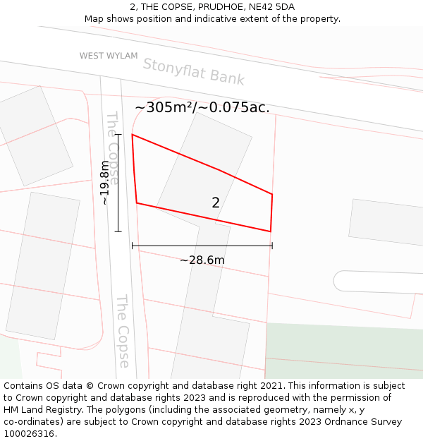 2, THE COPSE, PRUDHOE, NE42 5DA: Plot and title map