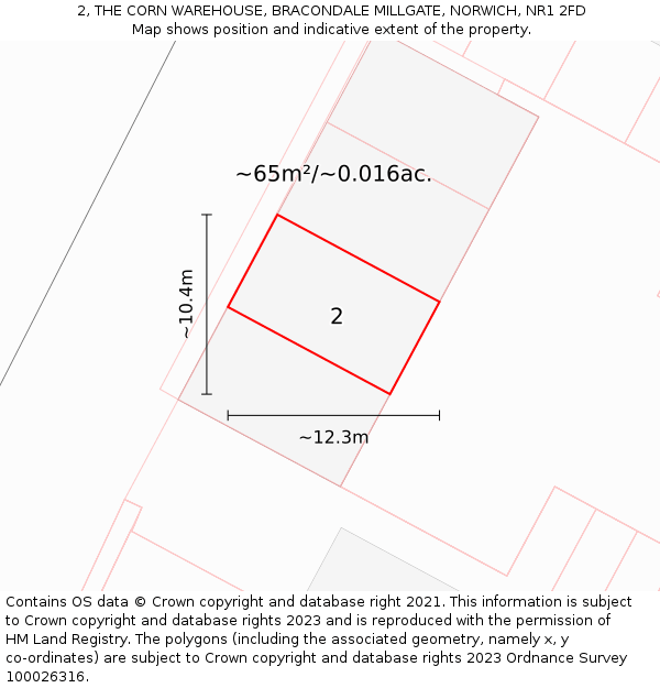 2, THE CORN WAREHOUSE, BRACONDALE MILLGATE, NORWICH, NR1 2FD: Plot and title map