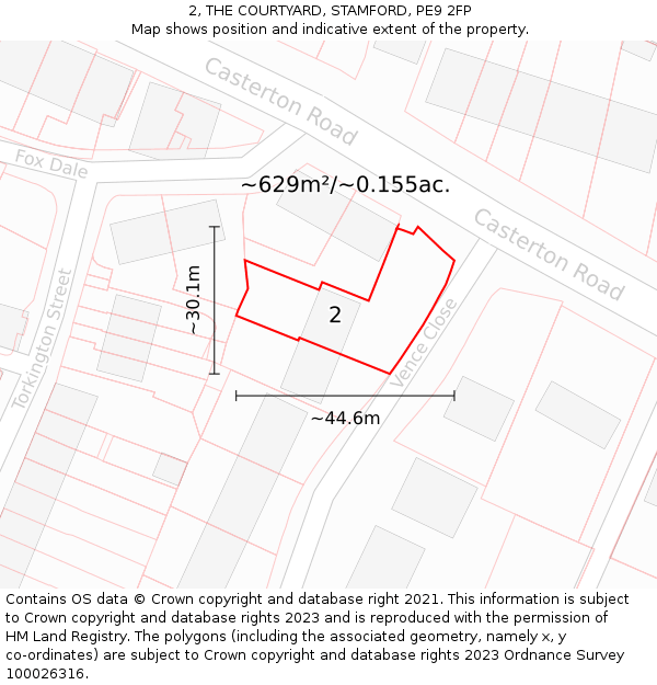 2, THE COURTYARD, STAMFORD, PE9 2FP: Plot and title map