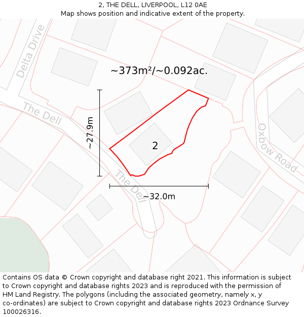 2, THE DELL, LIVERPOOL, L12 0AE: Plot and title map
