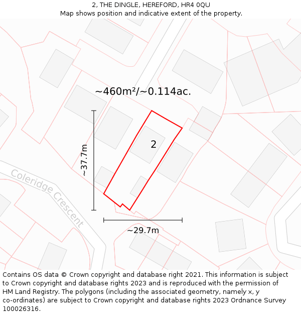 2, THE DINGLE, HEREFORD, HR4 0QU: Plot and title map
