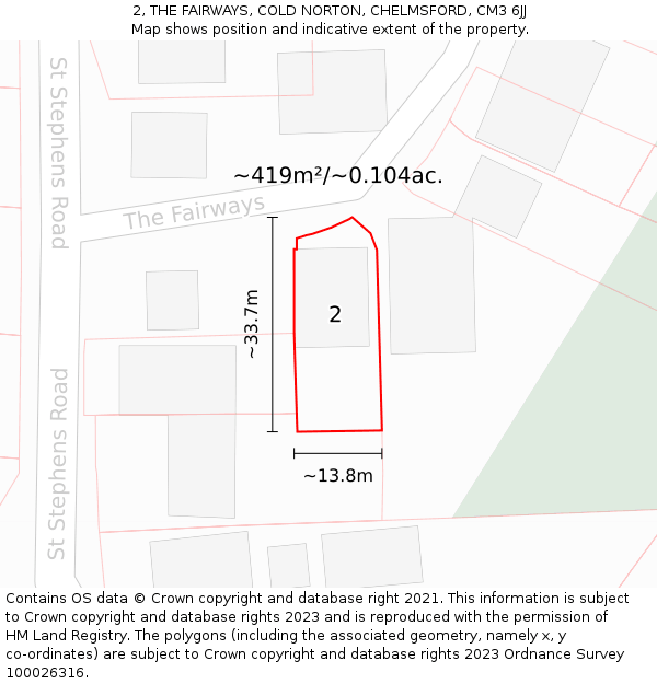 2, THE FAIRWAYS, COLD NORTON, CHELMSFORD, CM3 6JJ: Plot and title map