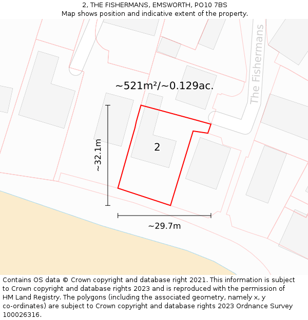 2, THE FISHERMANS, EMSWORTH, PO10 7BS: Plot and title map